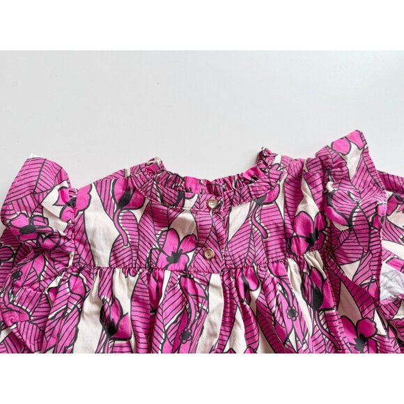 Girls' MORLEY Rodeo Pink Twist Floral Print Cotton Ruffle Trim Shirt, Size 8 - Picture 7 of 11